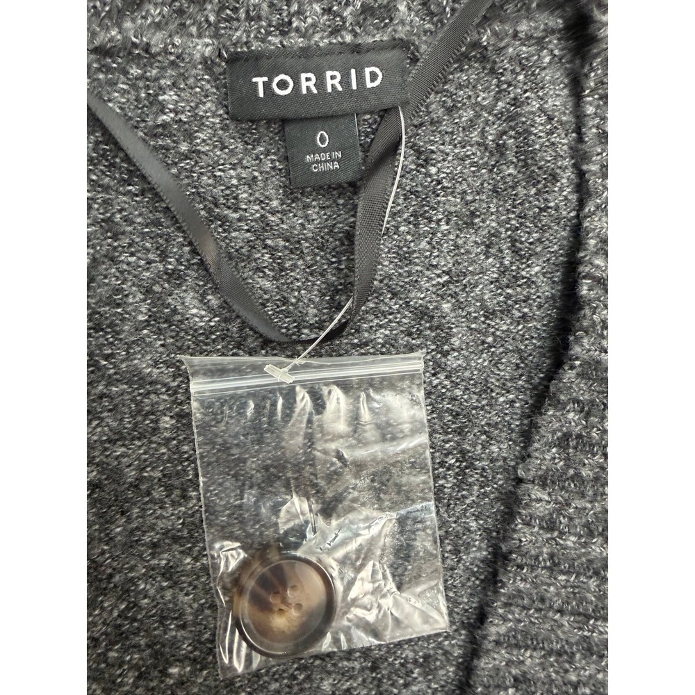 Torrid‎ Studded Shoulder Long Cardigan Gray Button Front NWT Size 0 Cozy Sweater - Picture 6 of 10